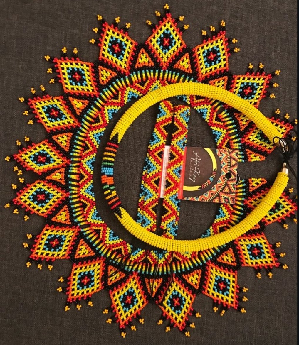 Sun Burst Necklace — Yellow & Red